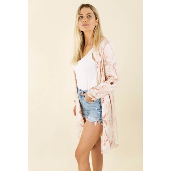 Anthropologie Heather Snake Print Trench Coat M - Picture 3 of 15